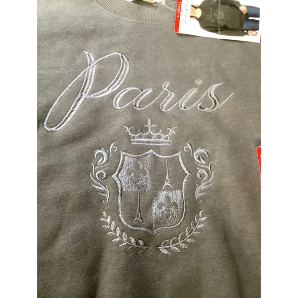 State of‎ Mine Paris Crest Embroidered Sweatshirt Dark Grey XS NWT 15711 - Image 2