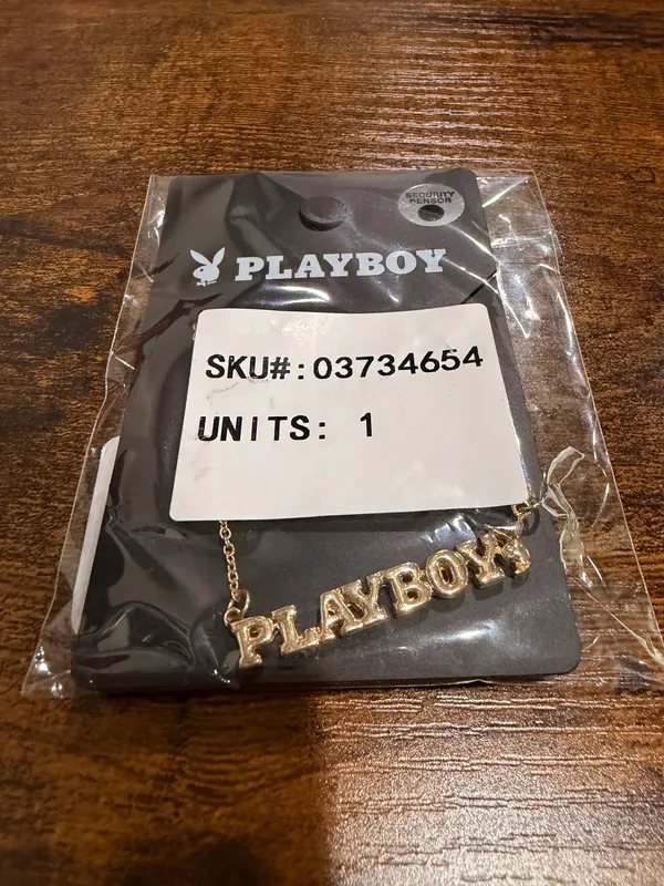 Playboy Gold Logo Letter Nameplate Masthead Necklace y2k 2000s - Image 2