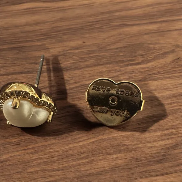 Kate Spade My Love Pavé Heart Studs Gold Plated and Pearl Tone - Image 2