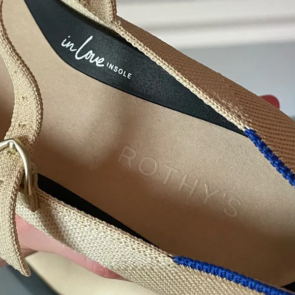 Rothy’s Mary Jane Block Heel Pumps Beige Black Cap Toe Women’s Size 9 EU39 - Image 7