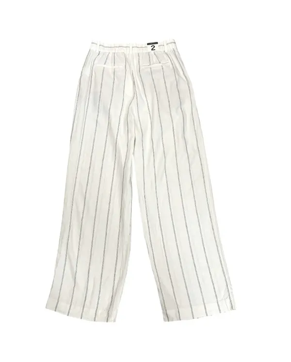 GAP 365 High Rise Linen-Blend Trousers Off White Stripe Size 2 New - Image 4