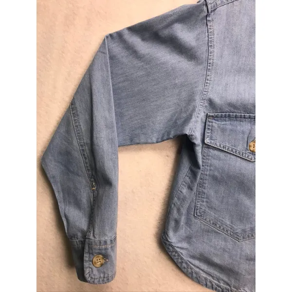 Z‎ SUPPLY Womens Blue Denim Button Down Shirt Shacket XS ZJ232414E Light Wash - Image 6