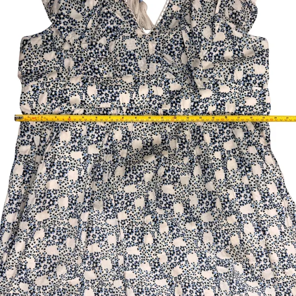 Anthropologie V-neck Plunge Tunic Mini Dress Blue Floral Crochet Tassel Large‎ - Image 14