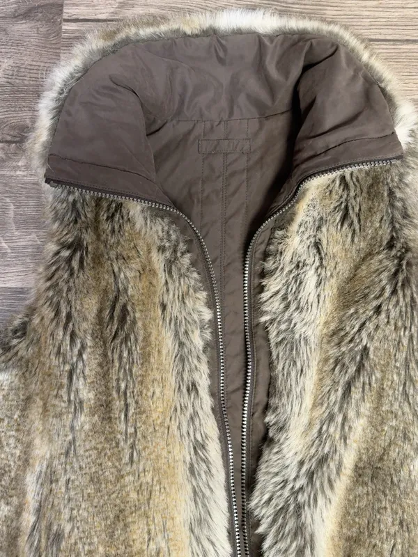 Weatherproof Reversible Faux Fur Vest Brown Beige Size M - Image 6