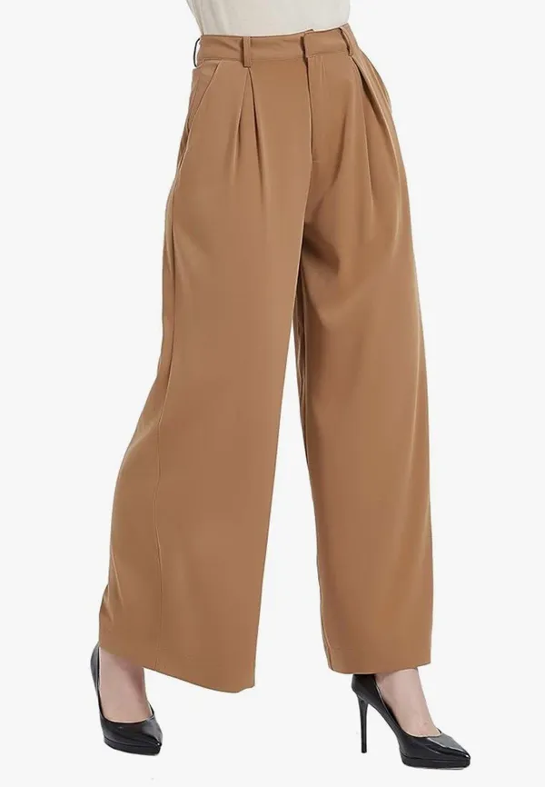 Amazon Wide-Leg High Waisted Tan Women's Pants - Image 2