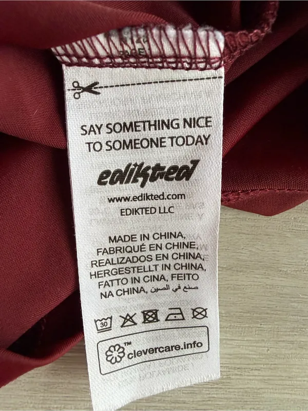 Edikted Knotted One Shoulder Asymmetric Top Maroon Small NWOT - Image 11