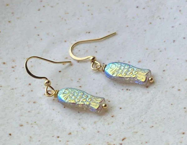 Handmade quality Czech glass beads fish unique dangle earrings⭐️🐟💕 - Image 7