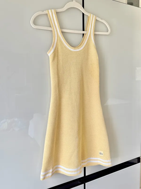 ALO Yoga Tennis Club Sweater Knit Dress - Warm Butter Yellow - XS - Like New - Image 5