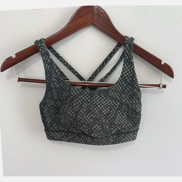 Lululemon Energy Bra Medium‎ Support Reptilia Jacquard Rainforest Green Sz 2 - Image 3