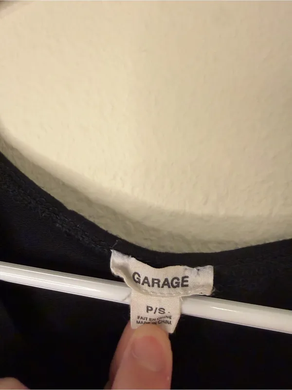 Garage Black Tie-Front V-Neck Crop Top - Image 3