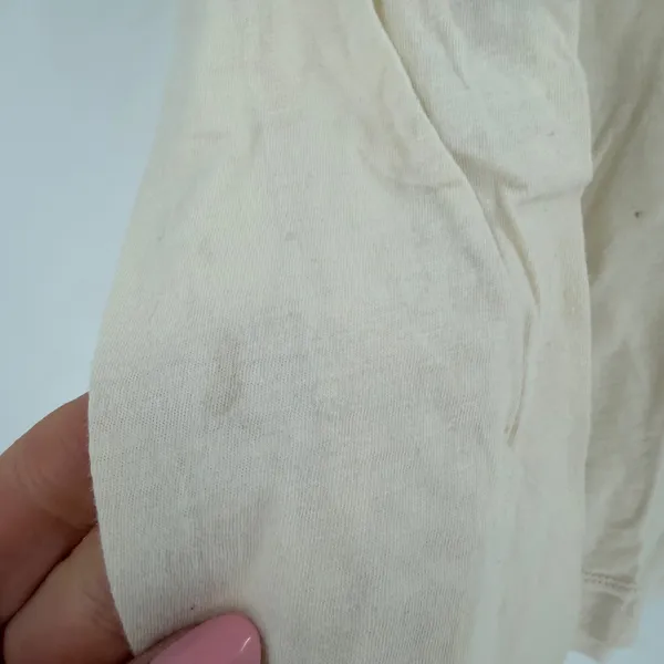 Lauren Ralph‎ Lauren Henley Top Women M Cream Roll Tab Sleeve Coastal Minimalist - Image 9