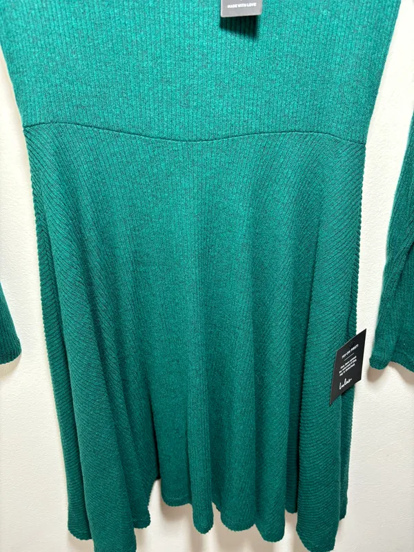 Green Long Sleeve Skater Dress Size Small - Image 4