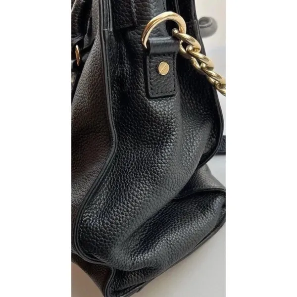 Vintage Michael Kors Carine Pebbled Leather Satchel Black Tote Shoulder Bag - Image 5