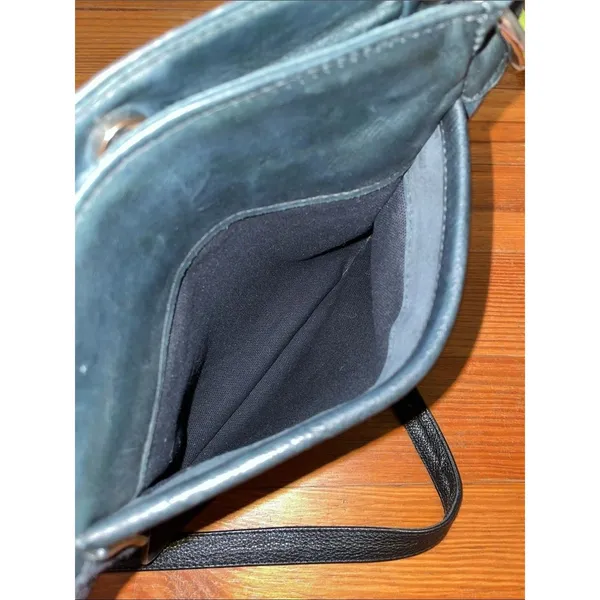 LAGGO Black Suede Leather Hobo Crossbody Bag Silver Grommet Hardware - Image 13