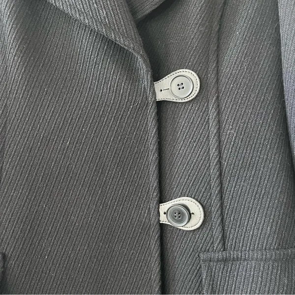 LOFT Ann Taylor Women’s Coat Wool Blend Black Textured Tie Size 4 Mid Length - Image 3