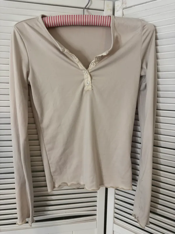 Cream Long Sleeve Shirt Tan - Image 2