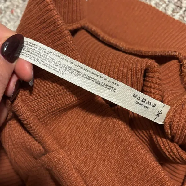 Free People Picnic Sweater Ribbed Flare Lounge Pant Terra Cotta- Size Medium - Image 11