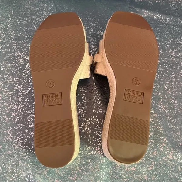 Madden NYC Cream Bone Chain Espadrille Platform Slide Sandals Cottagecore NEW 9 - Image 7