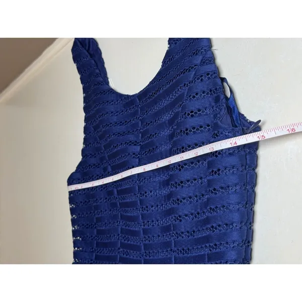 AQUA Navy Blue Lace Fit and Flare Dress Size S - Image 8