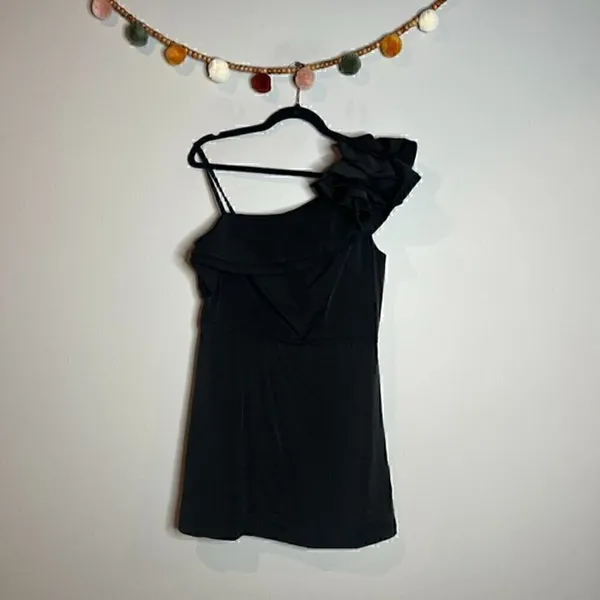 Ieena for Mac Duggal black Ruffle One-Shoulder Dress - Image 2