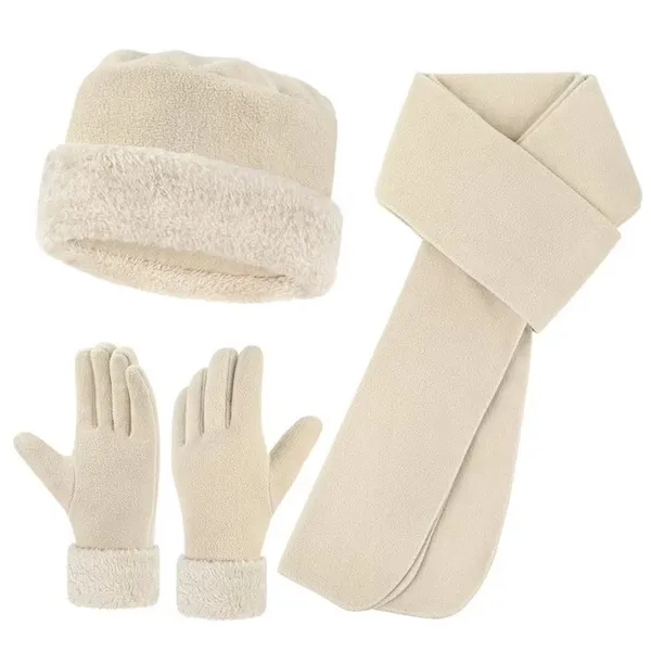 Loritta Womens Set Size L Beige Beanie Hat Scarf Warm Gloves Winter Accessories - Image 7