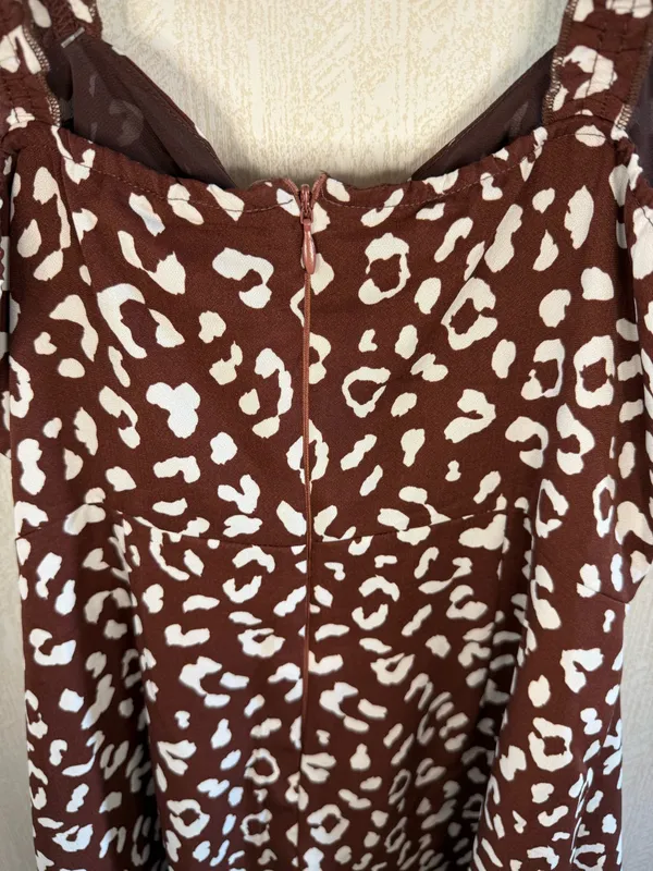 Cotton Candy LA Brown Leopard Print Mini Dress Medium Ruffle Strap - Image 6
