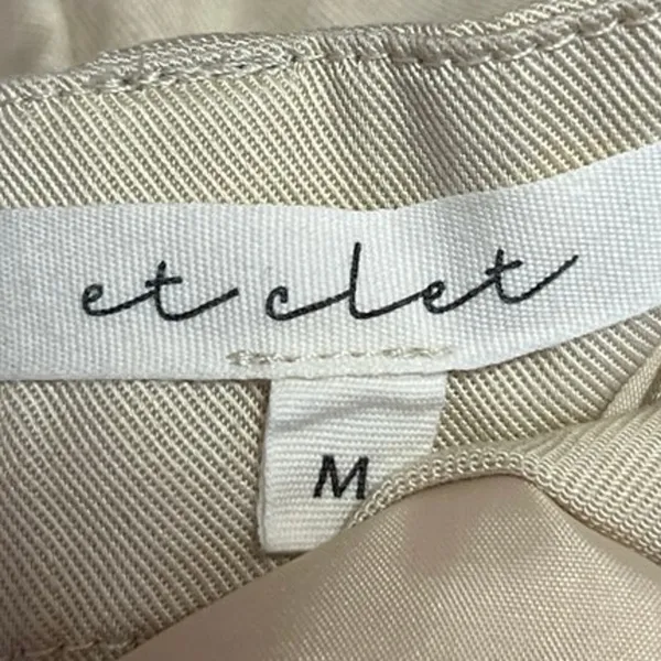 Et Clet Cream High Rise Pleated Career Cozy Ankle Wide Leg Trouser Pants Size M - Image 4