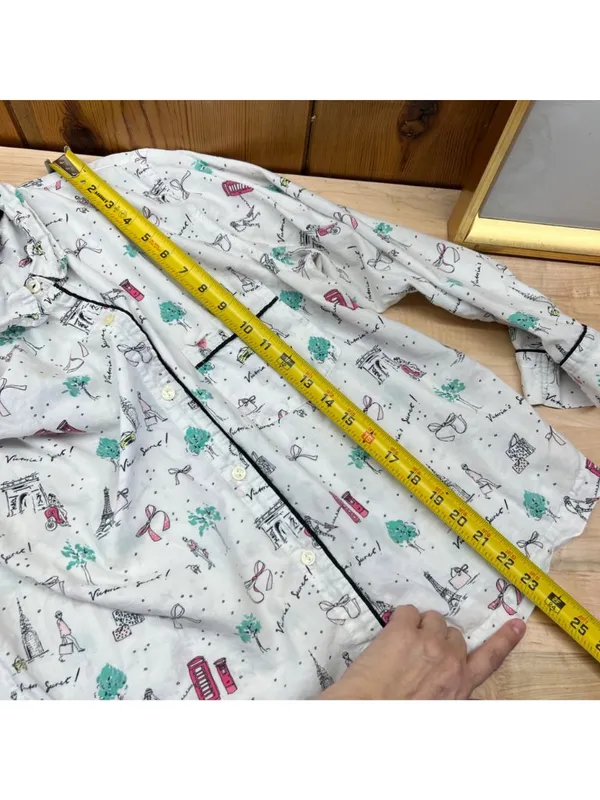 Victorias Secret Travel Paris London Print Pajamas Size Medium White Multicolor - Image 9