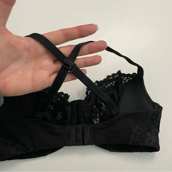 Victorias Secret Bra Unlined Demi Underwire Floral Lace Convertible Black - Image 11