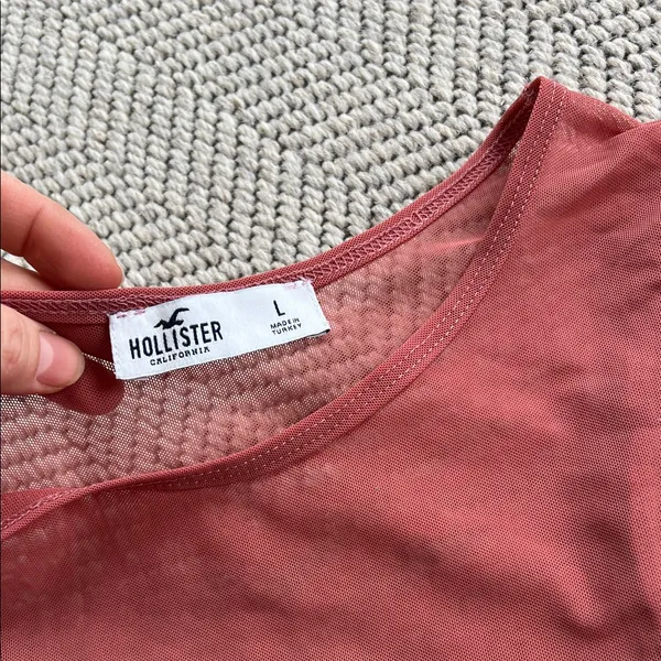 Hollister Sheer Short Sleeve Crop Top in Rust Red - Image 2