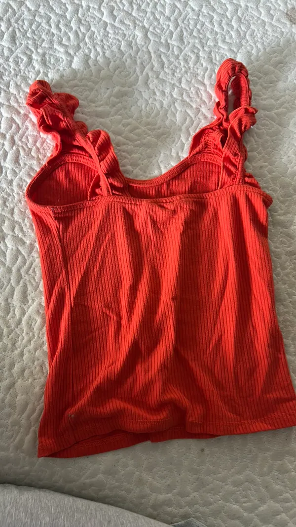 orange ruffle sleeve tank top - Image 3