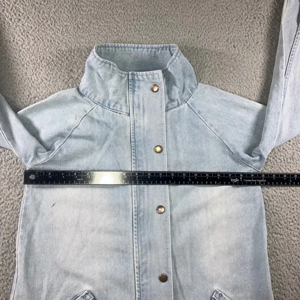 Oversized Denim Cargo Parka Jacket M Gorpcore Utility Field Coat Blue Light Wash Size M - Image 16