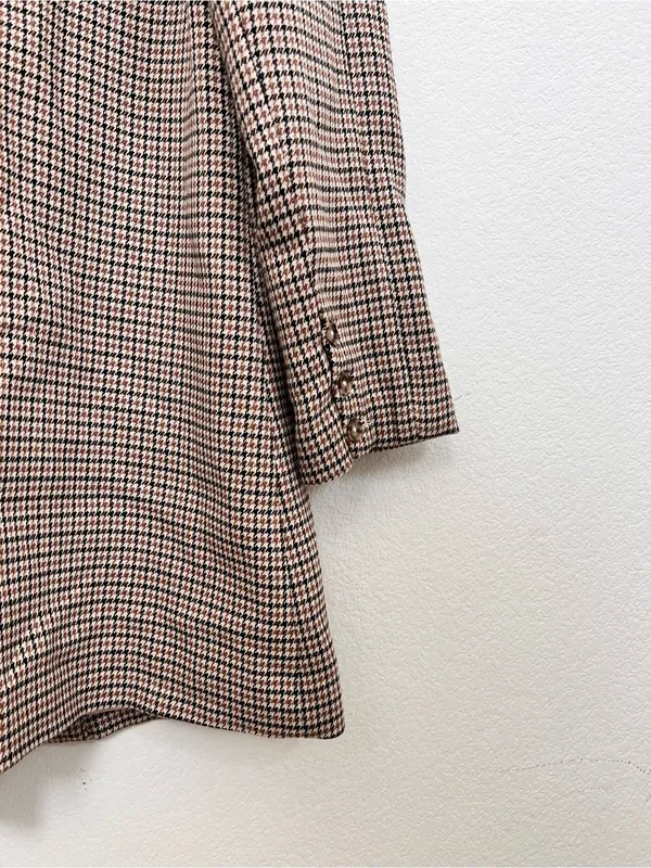 NWOT L'Academie Brown Houndstooth Coat Women's Small Button Front Tailored - Image 5