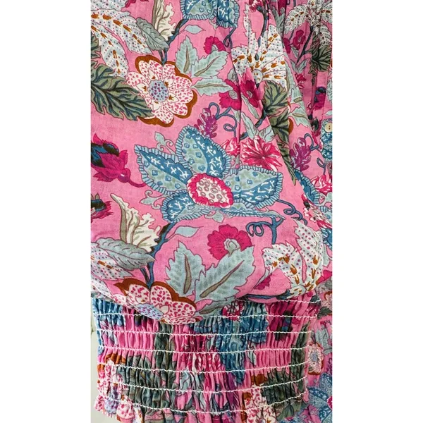 NWT Maisie Floral Ballon 3/4 Sleeve 100% Cotton Minidress Pink Ethnic Size Large - Image 11