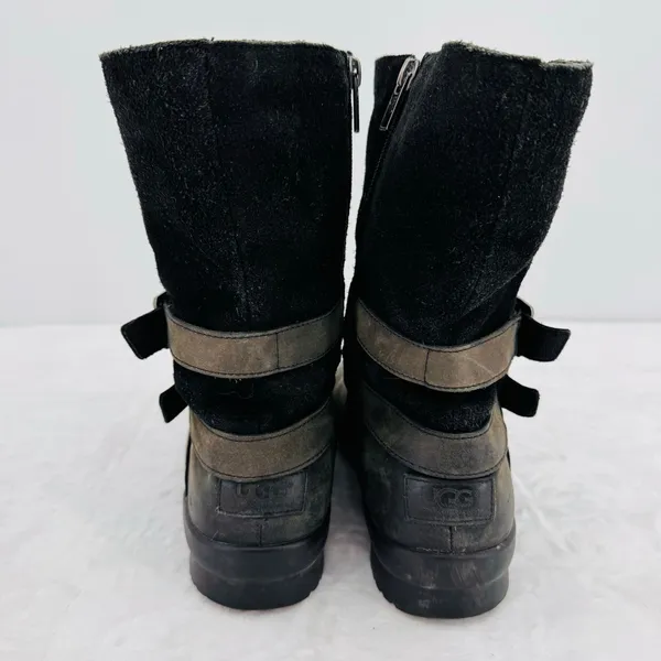 Ugg Lorna Black Boots Waterproof Genuine Leather Wool Lined 8.5” Shaft Size 8.5 - Image 6
