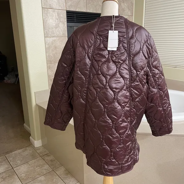 Mango MNG Anorak 012Melon Water Repellent Quilted Jacket Burgundy XXL NEW NWT - Image 5