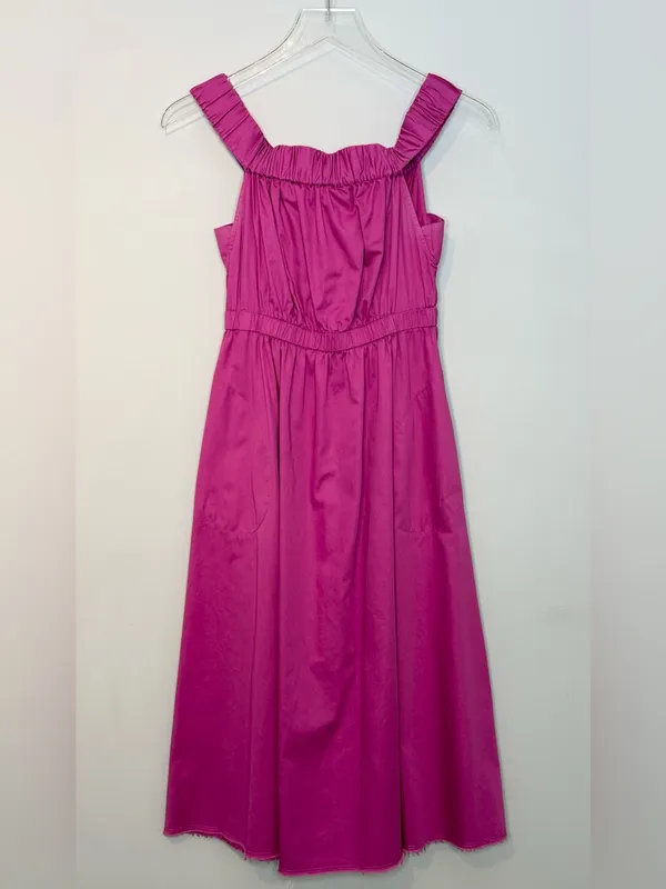 Anthropologie Maeve Pink Purple Fuchsia Mona Off Shoulder Midi Dress - Image 4