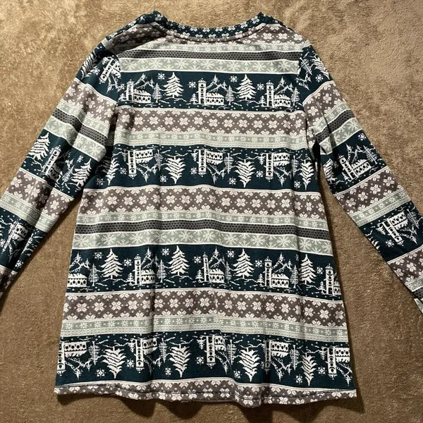 Cuddl Duds Pajama Set Womens Sz XS Apres Ski Evergreen Pockets Pants Long Slv - Image 3