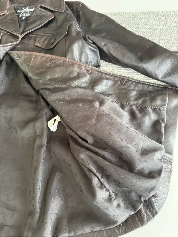 Vintage Maxima Wilson’s Leather Distressed Brown Leather Button-Front Jacket XL - Image 10