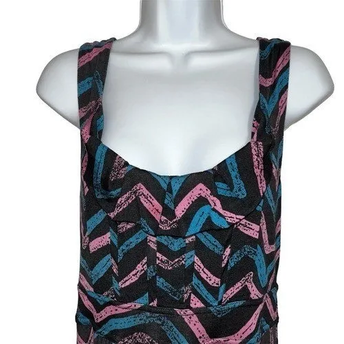 MARC BY MARC JACOBS Pink Blue Chevron Zigzag Fit and Flare Dress‎ NWOT Small - Image 4
