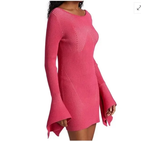 NWT Acler Sanders Ribbed Mini Bodycon Dress In Berry Tulip Sz‎ 4 - Image 3