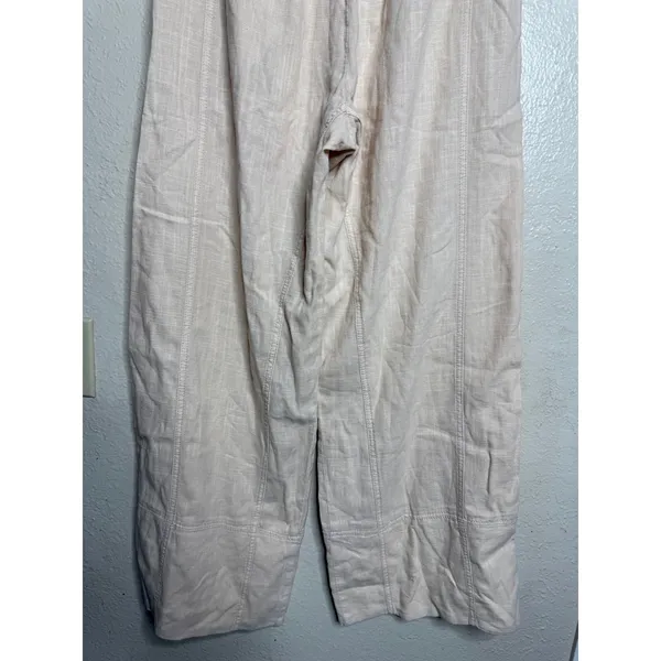 Free People Day’s End Linen Pull On Wide Leg Pants Women’s Medium Beige - Image 10