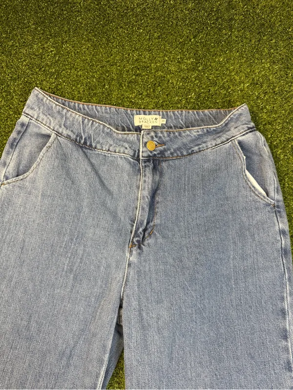 Molly Bracken High Waist Trouser Jean Straight Leg Wide Cuff Medium Wash 31x30 - Image 3