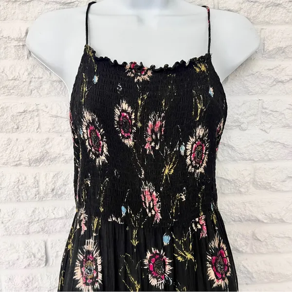 Intimately Free People Black Floral ‘Garden Party’ Smocked Maxi Dress, Size M - Image 3
