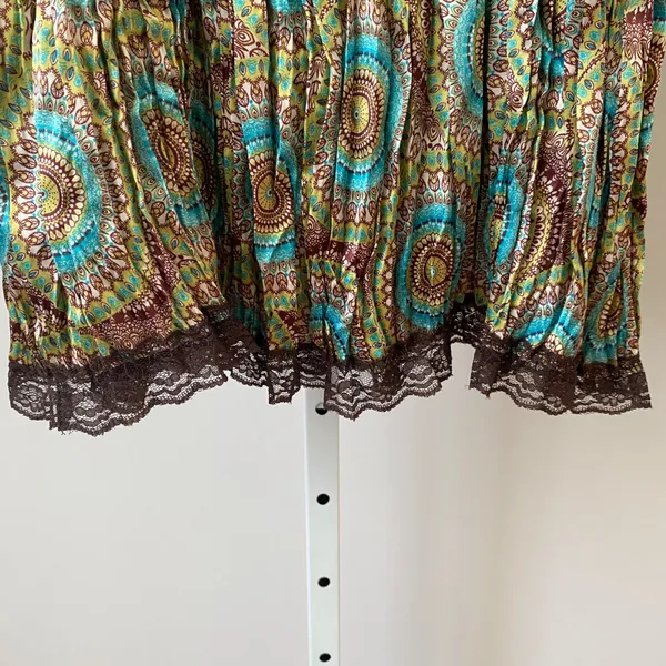 VTG Julie's Closet M‎ Multicolor Y2K Fairy 90s Maxi Skirt Lace Trim Boho Cottage - Image 3