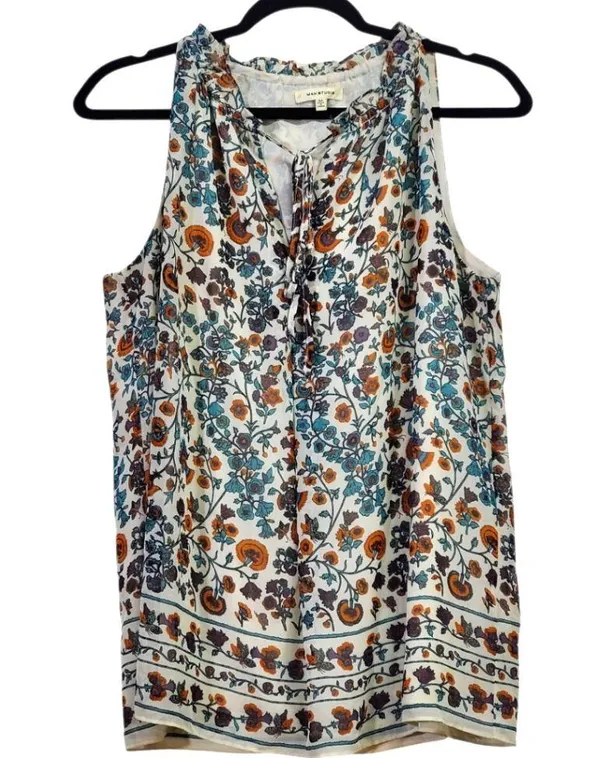 Max Studio - Medium - Floral Sleeveless Top - Multicolor With Tie Front - Image 3
