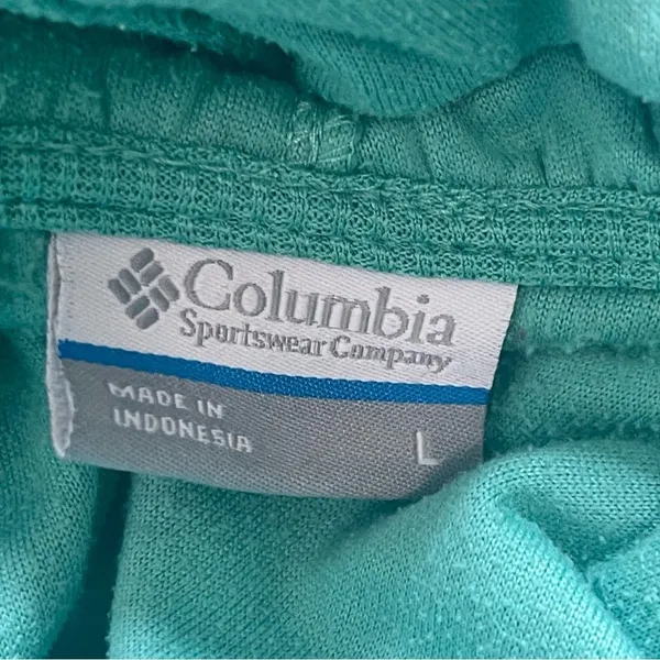 Columbia Size L Lightweight Fleece Jacket Solid Turquoise Long Sleeve Hoodie - Image 8