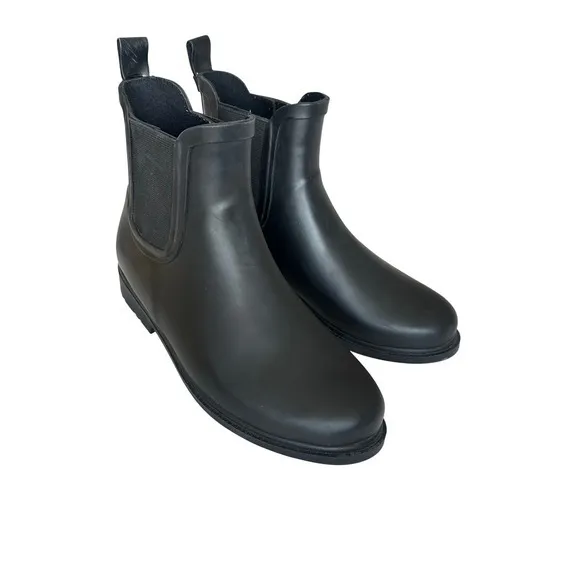 J.‎ Crew Factory Black Chelsea Rain Boots Ankle Length Waterproof Matte Finish - Image 8