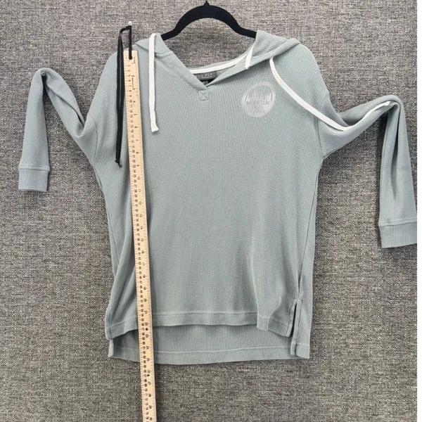Free Fly Womens Hoodie Medium Fitted Waffle Knit Bamboo Outdoor Adventure Fun - Image 9