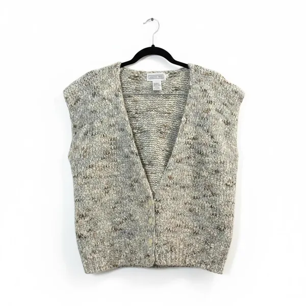 Anderson-Little Sweater Vest Women’s Large Neutral Knit Button Front Wool Blend - Image 2